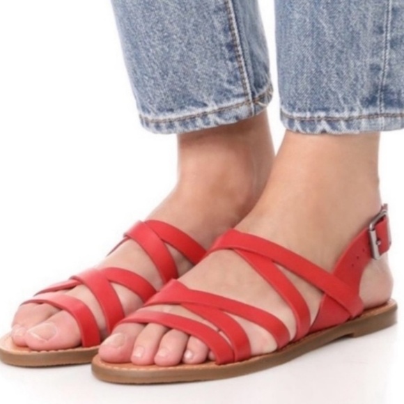 MADEWELL The Boardwalk Multi Strap Sandals Red Size 7